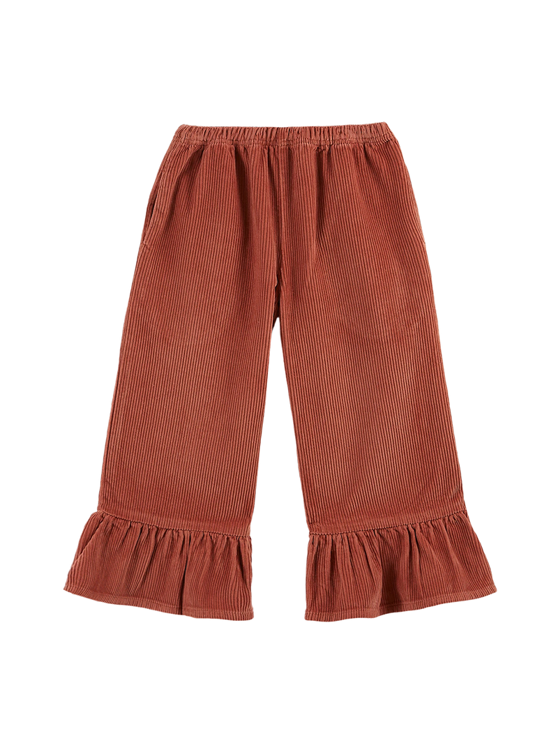 Corduroy flounce trousers