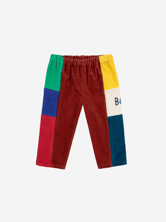 Pantaloni in velluto a coste color block per bambini