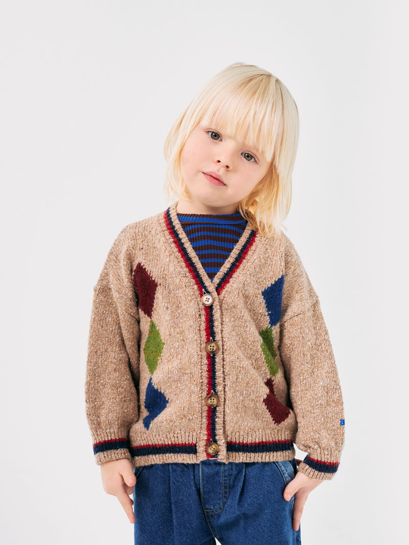 Cardigan intarsiato con diamanti Bobo