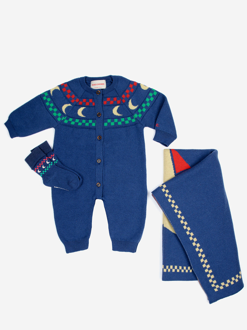 Baby Beneath The Moon knitted overall gift set