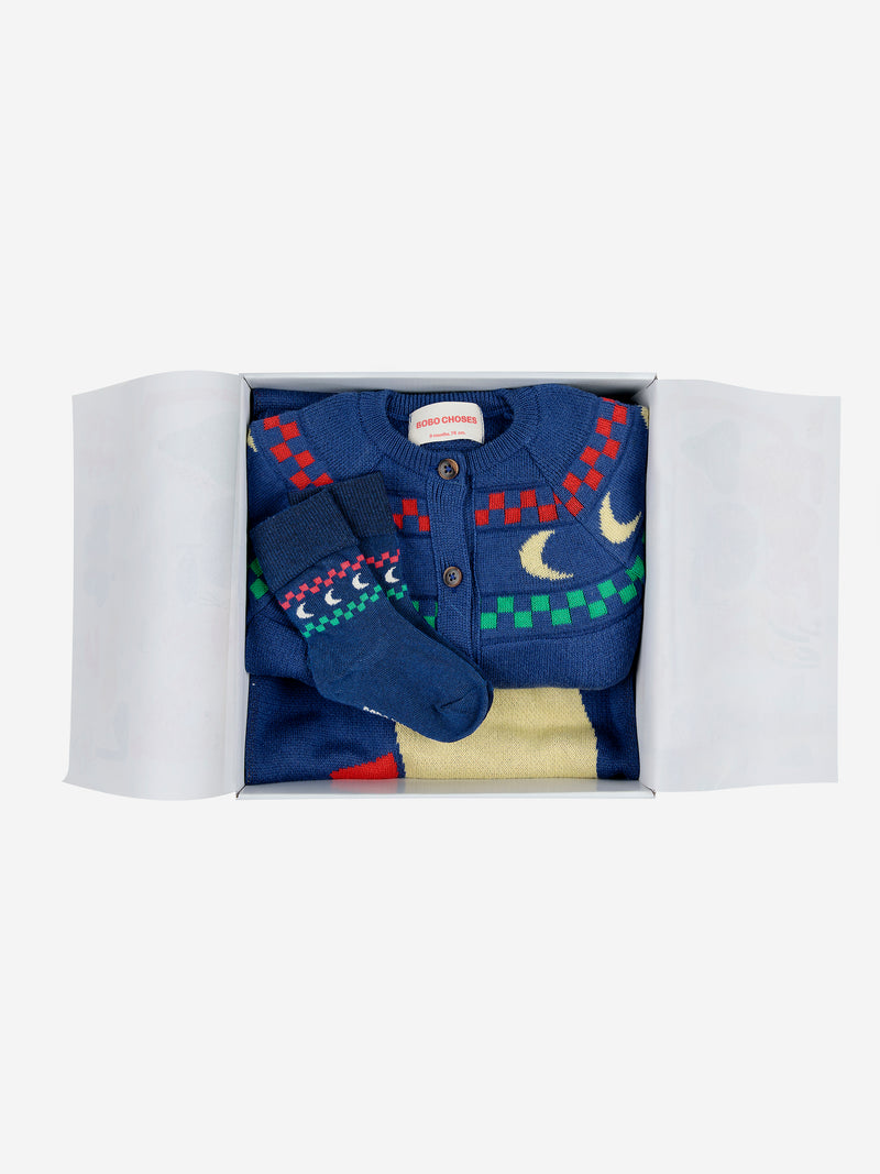 Baby Beneath The Moon knitted overall gift set