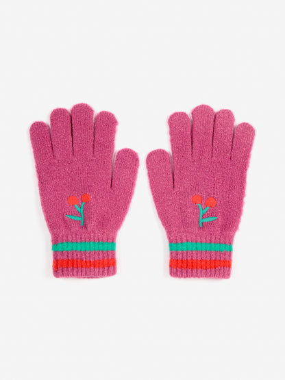 Cherry knitted gloves