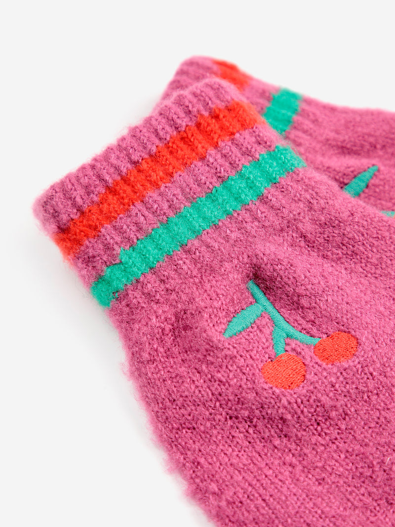 Cherry knitted gloves