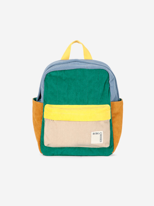 Color Block padded corduroy schoolbag