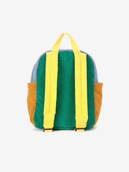 Color Block padded corduroy schoolbag