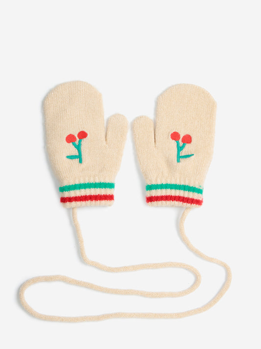 Baby Cherry knitted mittens