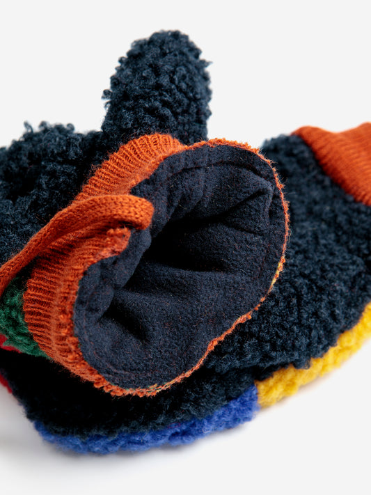 Baby Color Block sheepskin mittens