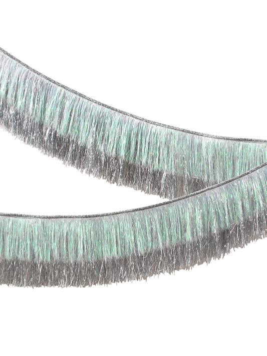 Silver Iridescent Tinsel Fringe Garland