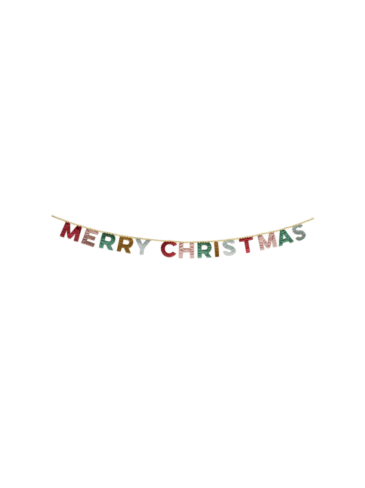 Merry Christmas Velvet Pennant Garland