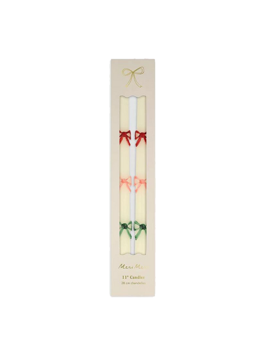 Multi Colour Bow Taper Candles