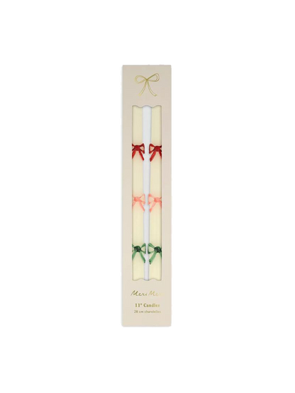 Multi Colour Bow Taper Candles