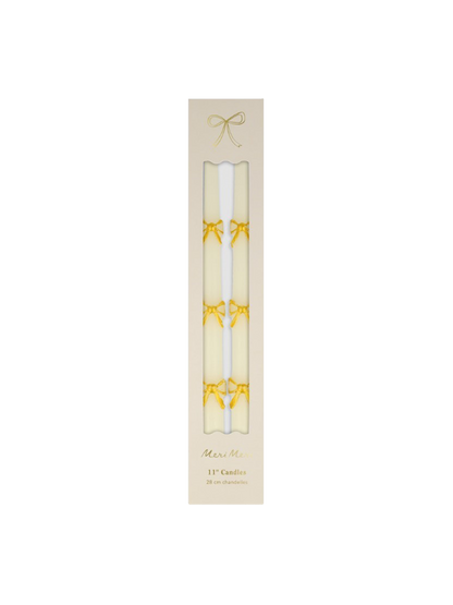 Gold Bow Taper Candles