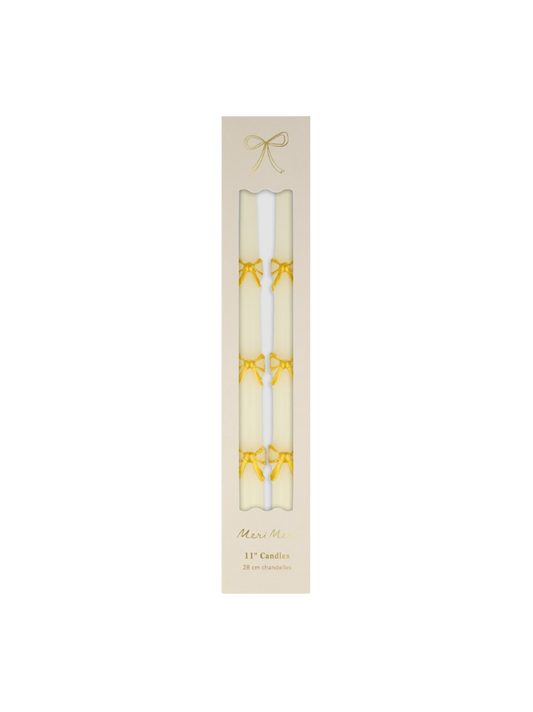 Gold Bow Taper Candles