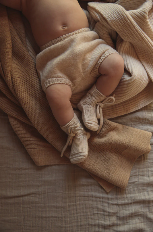 Soft merino baby booties