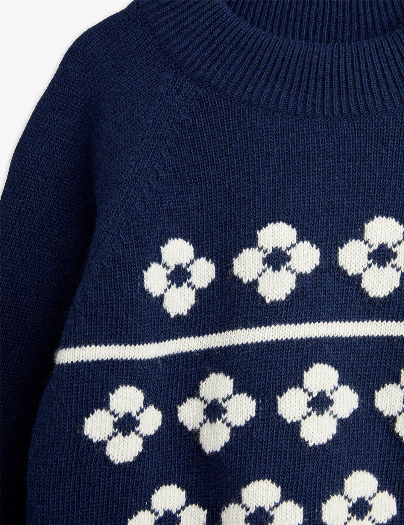 Flowers knitted wool sweater