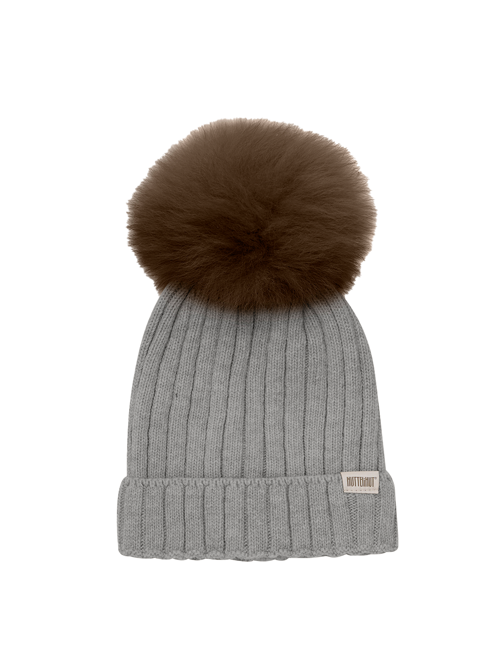 Gorro tejido con pompón de alpaca