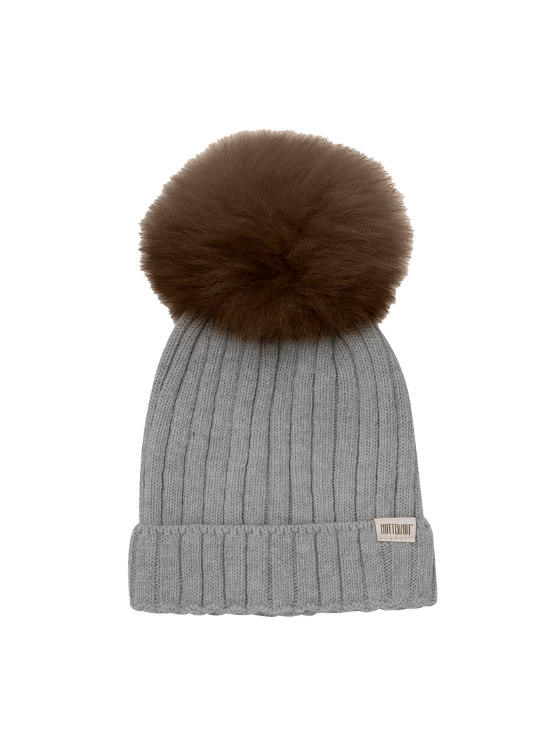 Cappello lavorato a maglia con pompon in alpaca