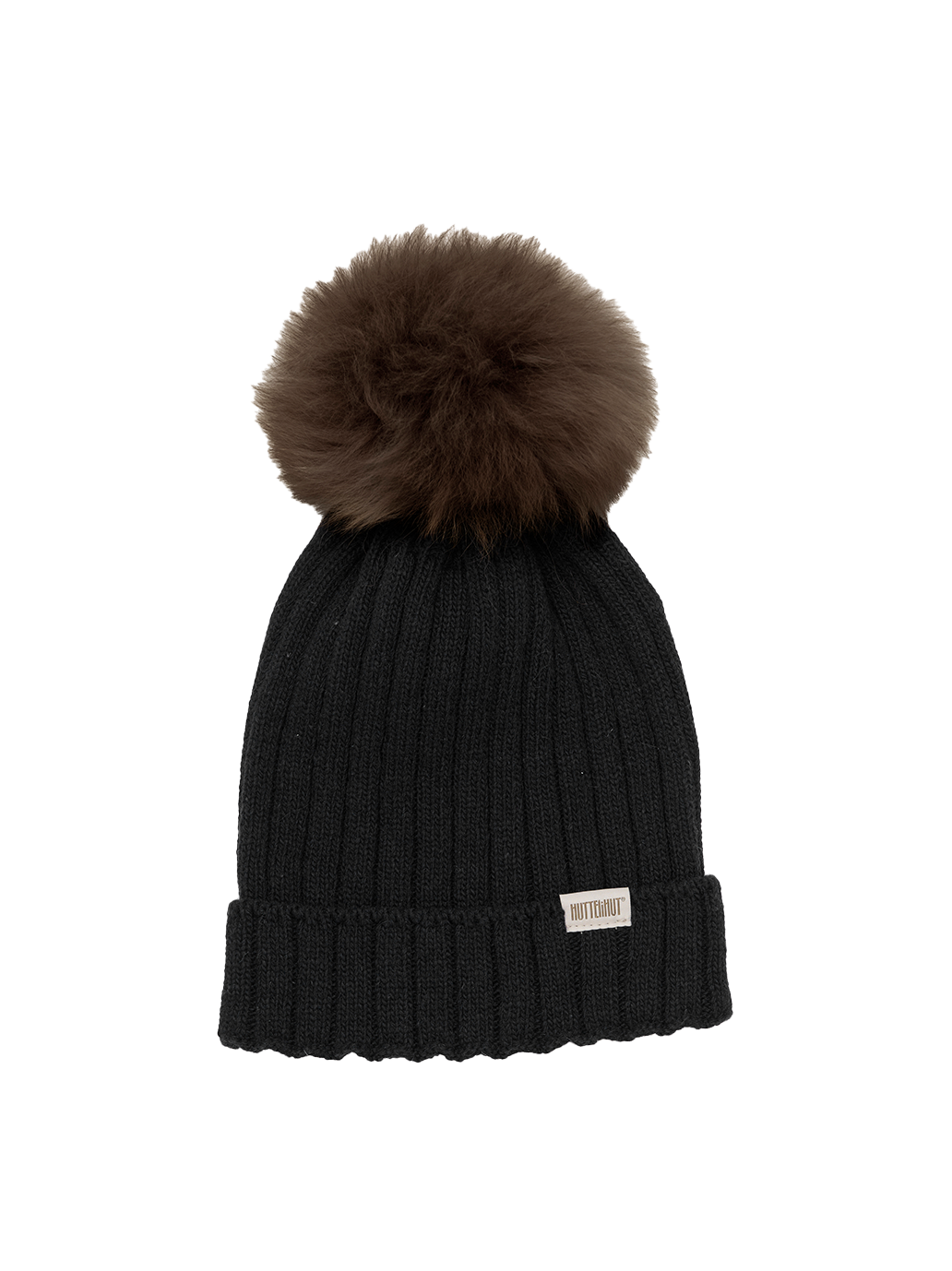 Gorro tejido con pompón de alpaca