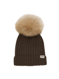 Gorro tejido con pompón de alpaca