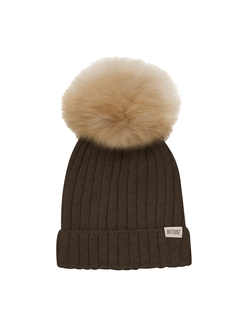 Gorro tejido con pompón de alpaca