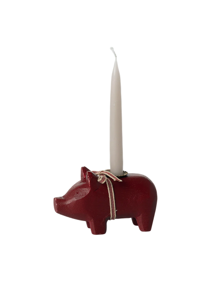 Wooden pig candle holder Small