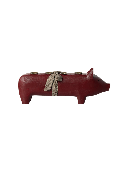 Wooden pig candle holder Large