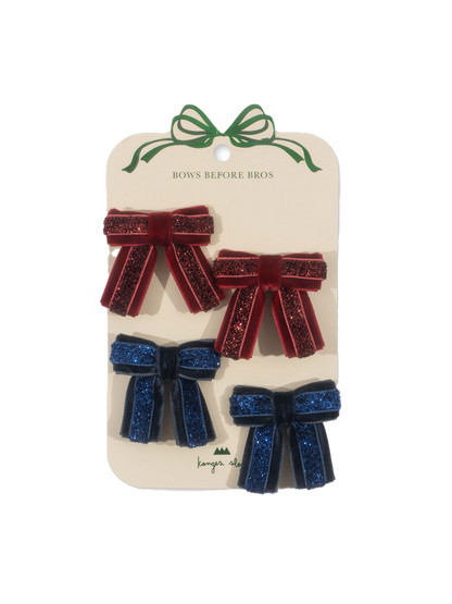 4-pack Velvet bow hair clips