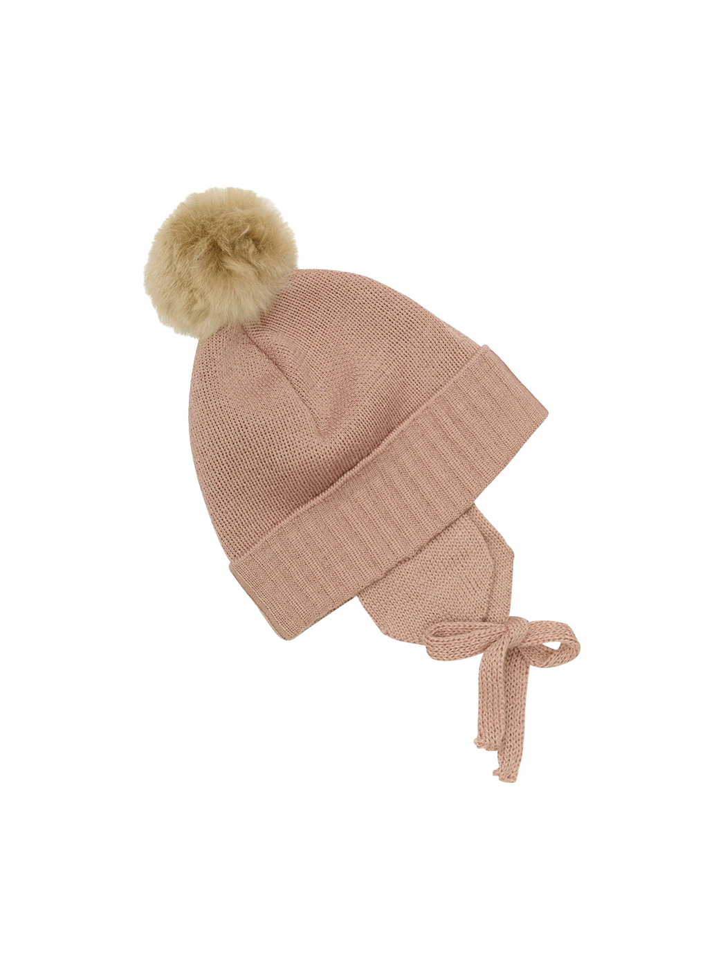 Gorro de lana de punto con pompón de alpaca