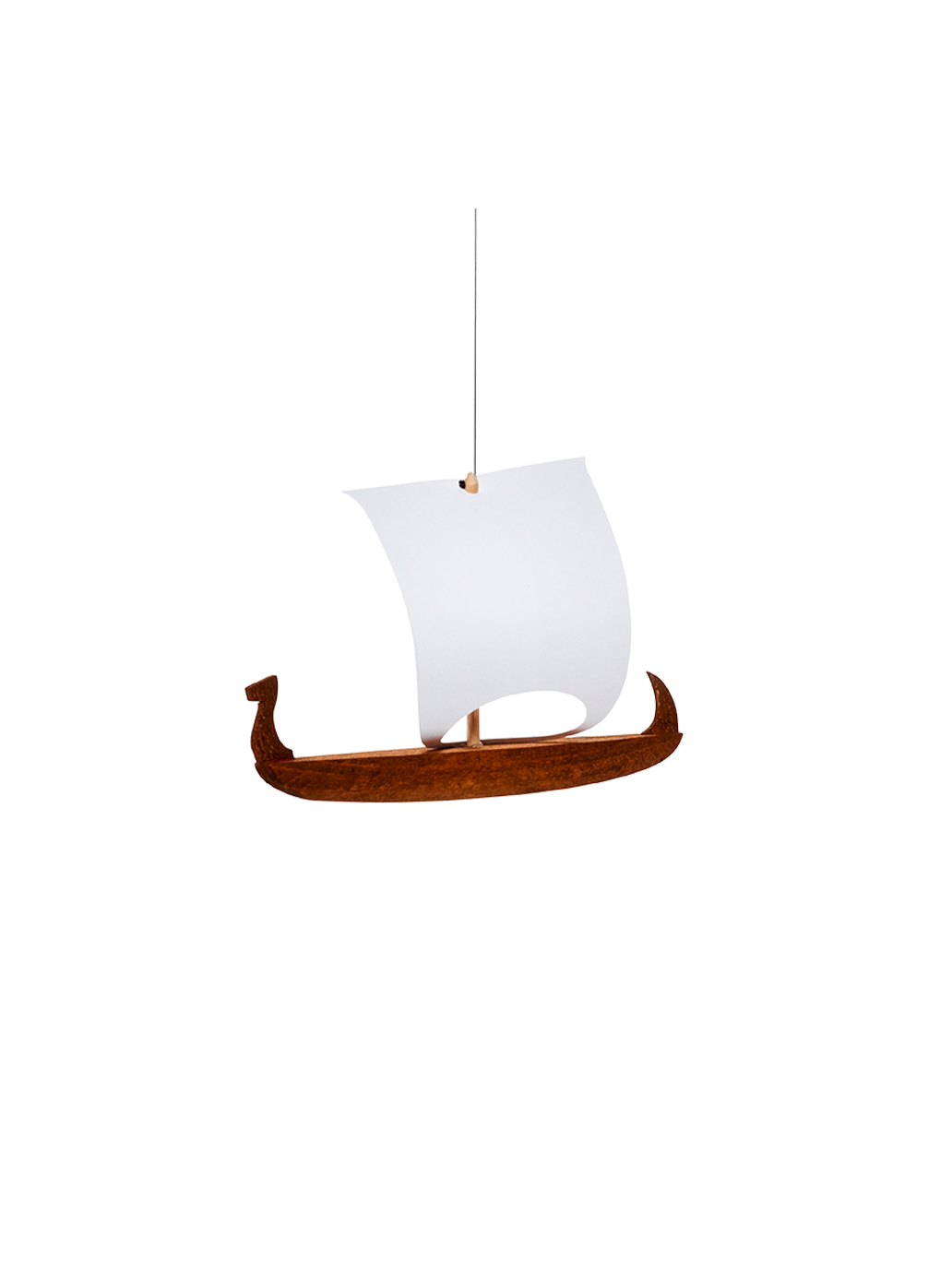 a small wooden Viking mobile