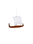 a small wooden Viking mobile