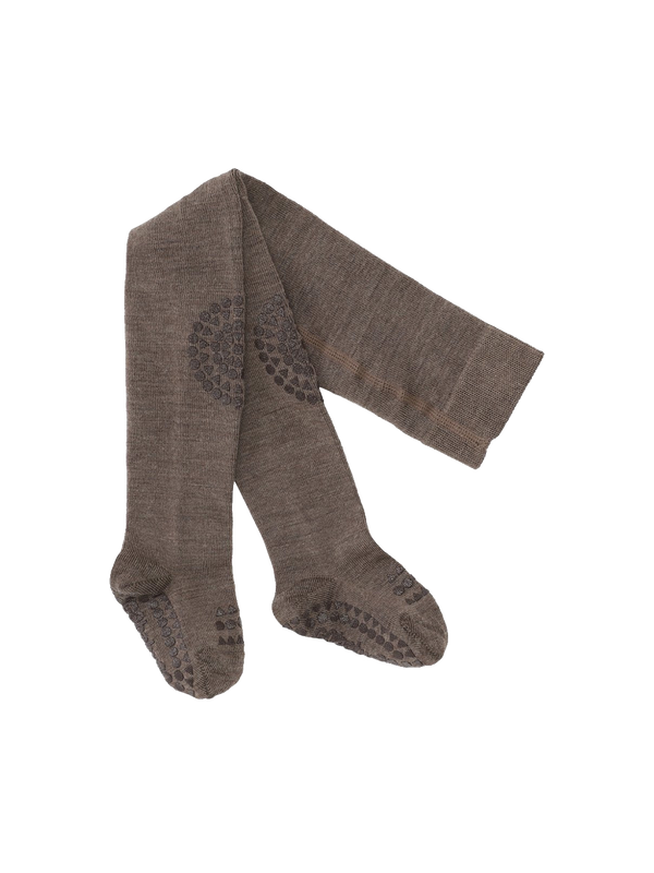 non-slip wool tights for crawling brown