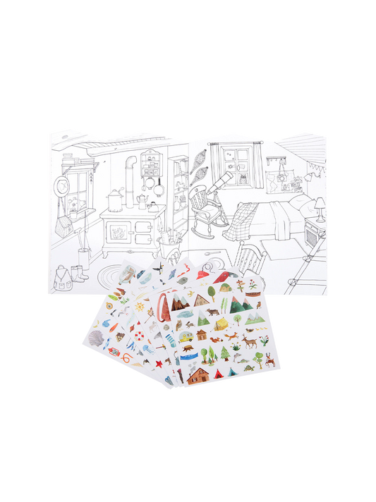 coloring book with Discover the World stickers