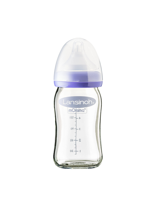mOmma glass bottle with Natural Wave® teat