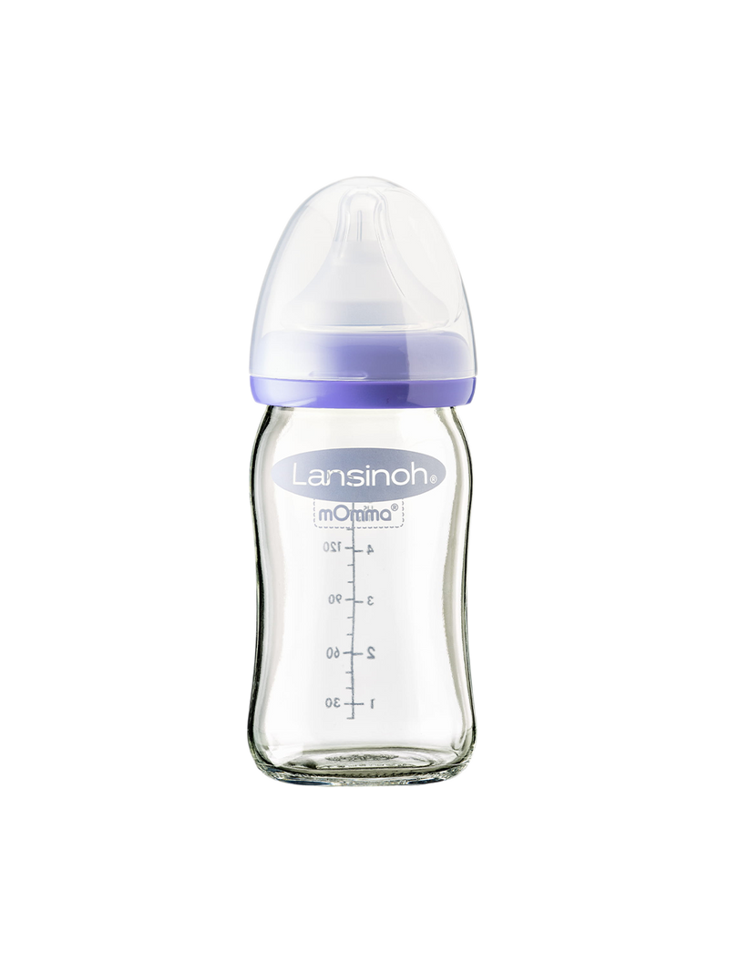 mOmma glass bottle with Natural Wave® teat