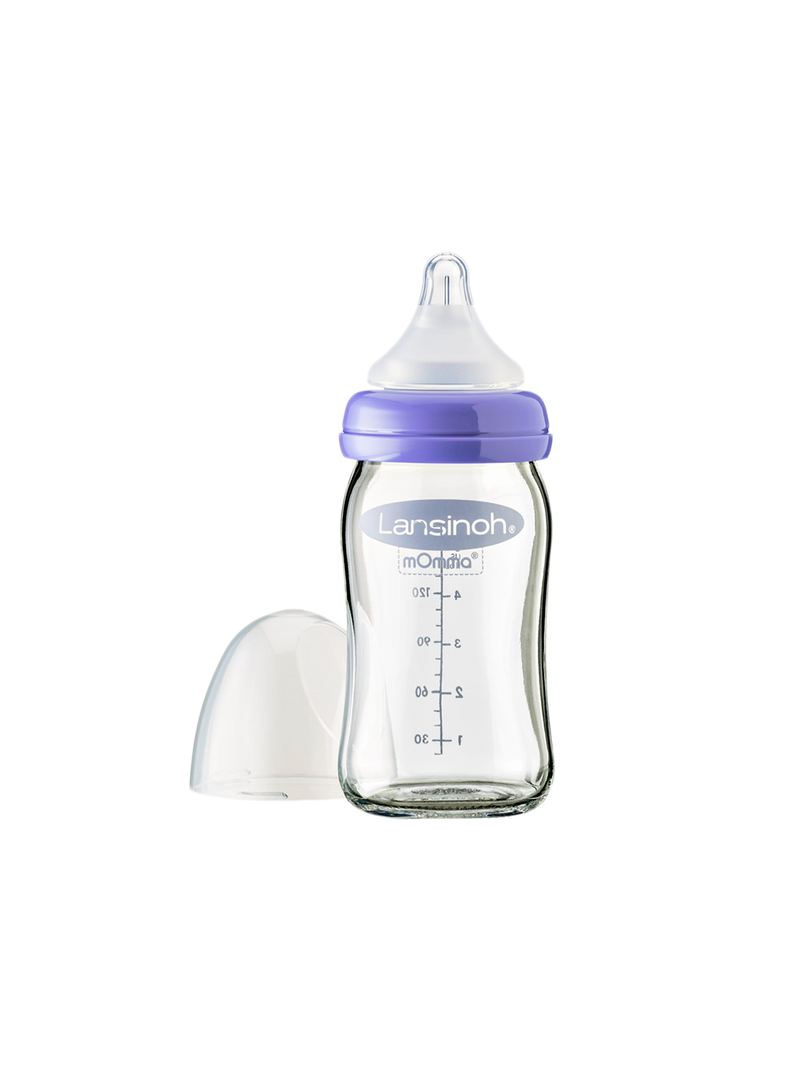 mOmma glass bottle with Natural Wave® teat