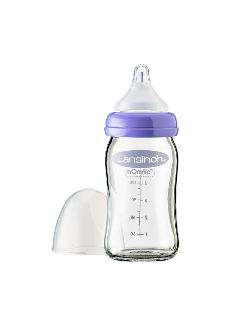 mOmma glass bottle with Natural Wave® teat