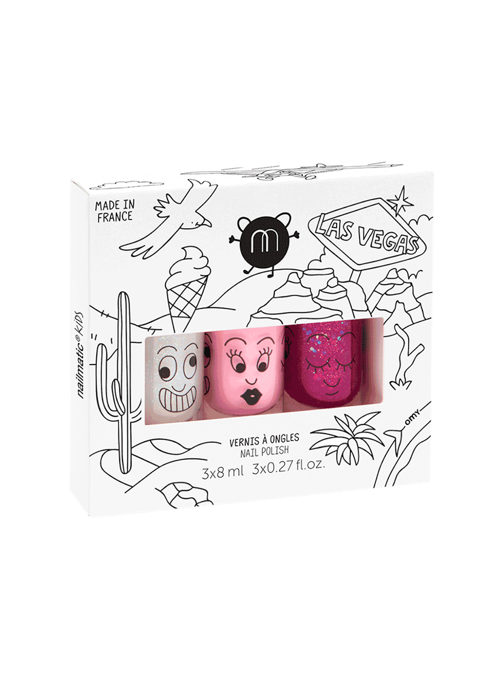 set de 3 esmaltes de uñas naturales para niños