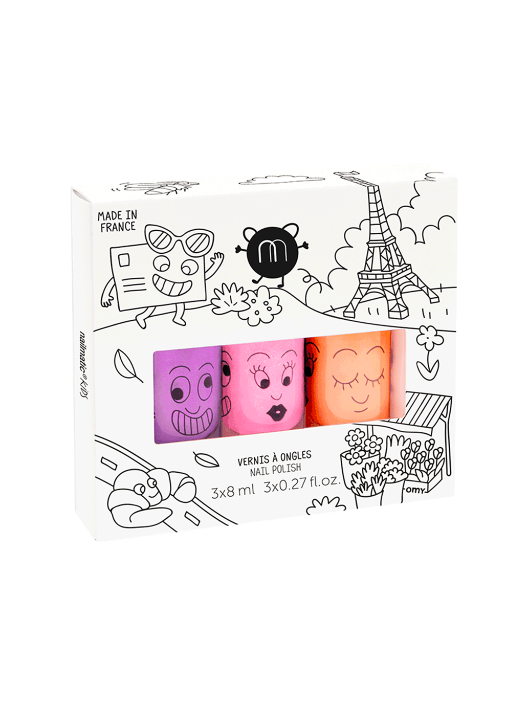 set de 3 esmaltes de uñas naturales para niños