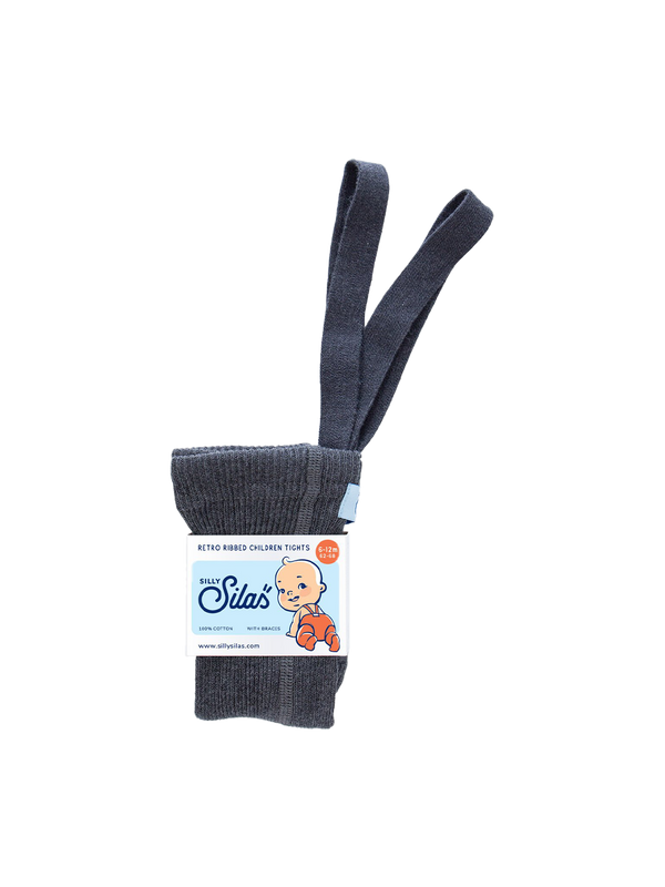 organic cotton tights with vintage suspenders dark grey