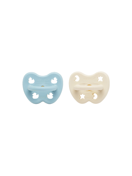 2-pack of round rubber teats 0-3m baby blue/milky white