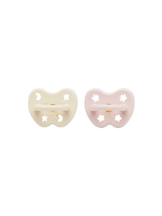 2-pack of anatomical rubber teats 0-3m powder pink/milky white