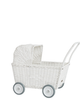 rattan doll trolley Strolley white