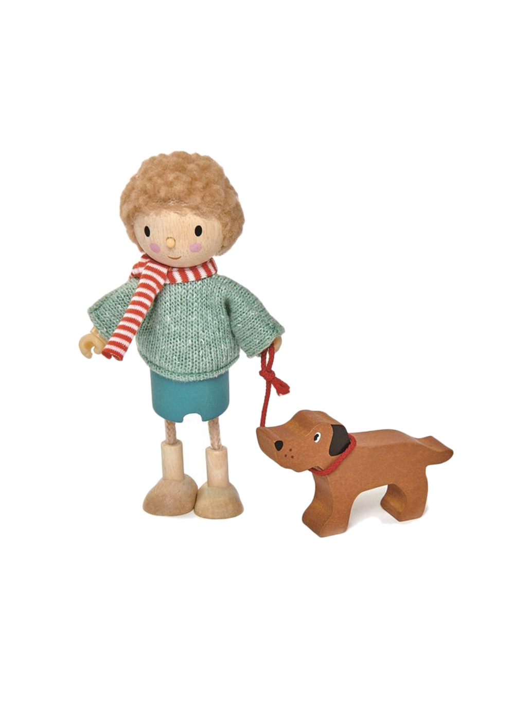 Sr. Goodwood con su perro muñeco de madera 