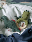 Rattle with a wooden teether dragon