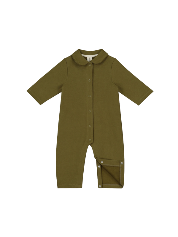 Jumpsuit with a collar olive green