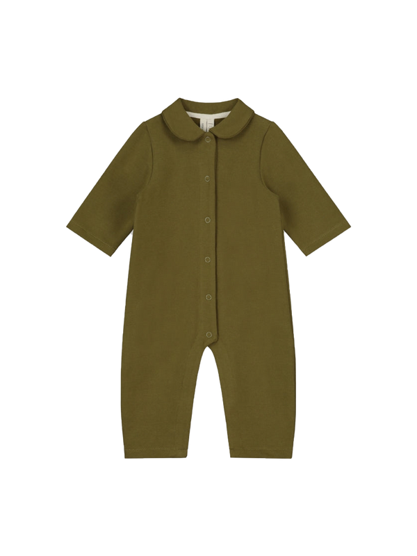 Jumpsuit with a collar olive green