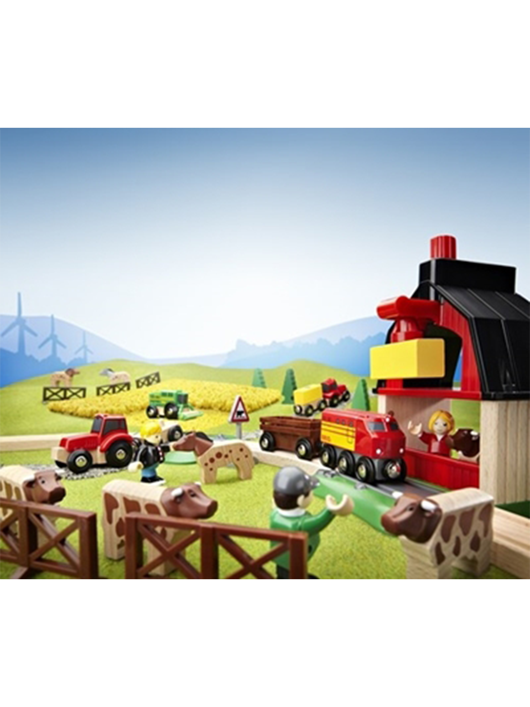 Ferrocarril de madera en la granja.