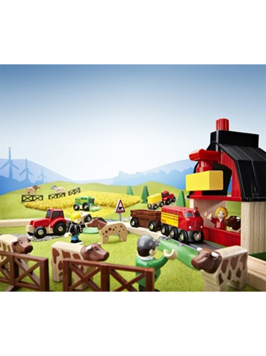 Ferrocarril de madera en la granja.