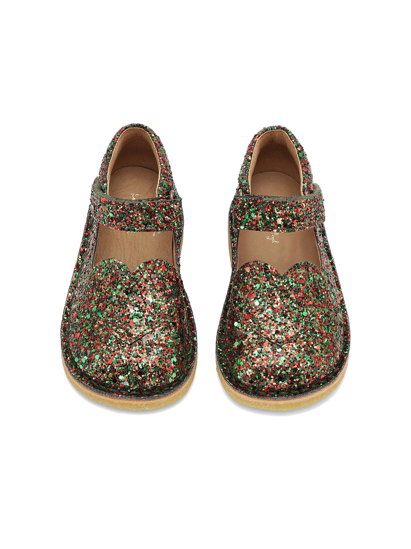 Leather shoes with glitter