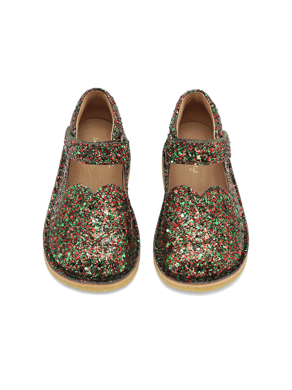 Leather shoes with glitter multi glitter